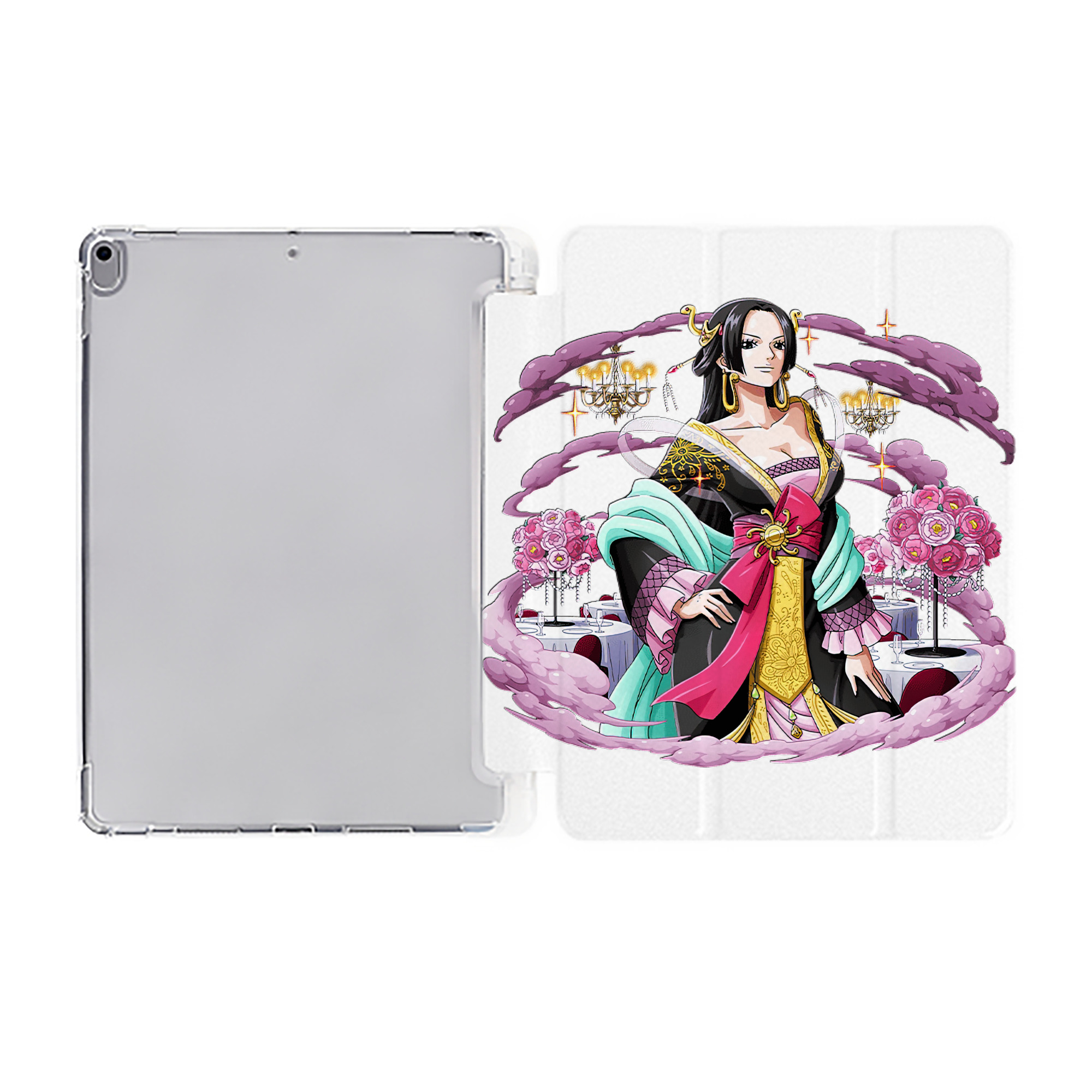 （画像用） ワンピース ボア・ハンコック ONE PIECE Boa·Hancock IPad ケース ペン収納付き 三つ折りスタンド PUレザー×シリコン 対応機種9.5/10.5/10.9インチ
